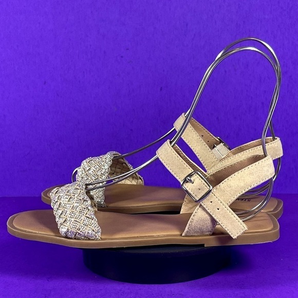 Steve Madden Girls Jnoahh Rhinestone Strappy Sandals Sparkle Open Toe Brown 4 - Picture 3 of 8